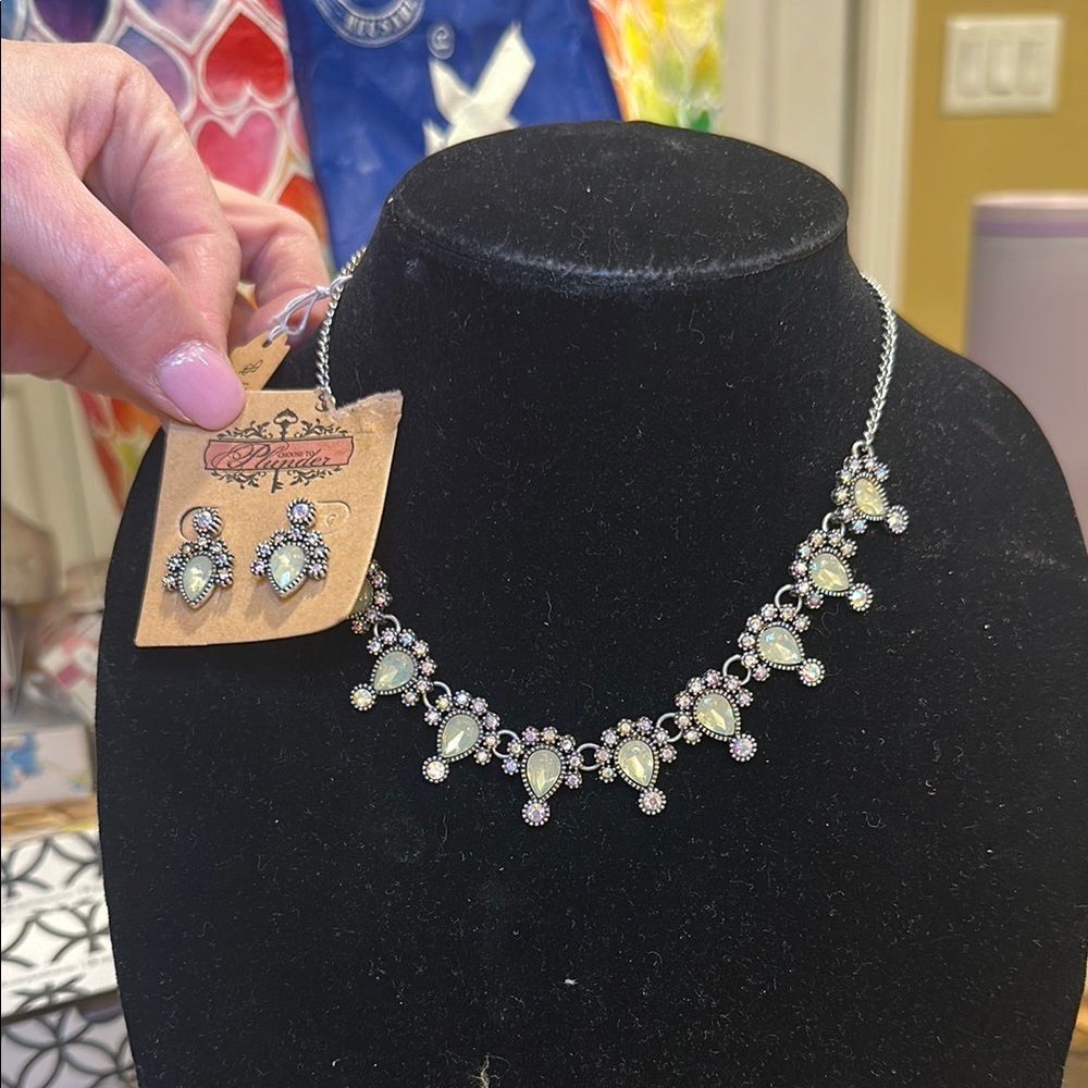 Elegant Silver and White Jewelry Set